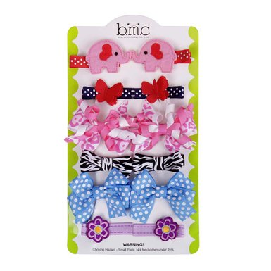 Bundle Monster Baby Girl 12 pc Soft Ribbon Cute Design Hair Clip Accessory Set