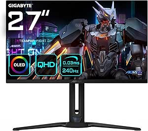 Gigabyte AORUS Écran de Jeu FO27Q2 OLED QHD 27" - 2560 x 1440, 240 Hz, 0,03 ms, KVM, 250 CD/m², FreeSync Premium Pro, DisplayHDR True Black 400, HDMI 2.1