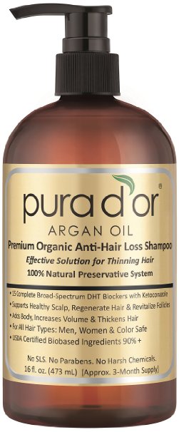 Pura dor Premium Organic Anti-Hair Loss Shampoo Gold Label 16 Fluid Ounce by pura dor Beauty