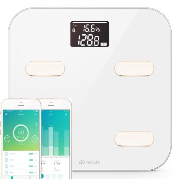 Yunmai Bluetooth 4.0 Smart Scale & Body Fat Monitor - 10 Precision Body Composition Measurements - Body Fat, BMI & More - 16 Users recognized - Smartphone App for Healthy Weight Loss Tracking