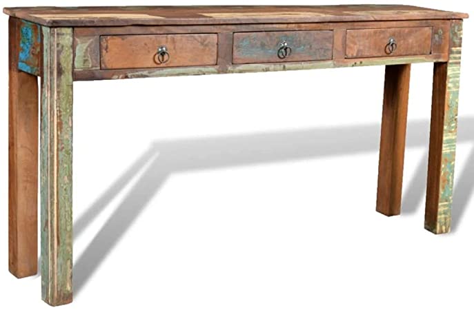 vidaXL Console Table with 3 Drawers Reclaimed Wood Entryway Hall Furniture