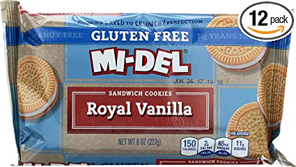Mi-Del Gluten Free Cookies, Vanilla Sandwich, 8 Ounce (Pack of 12)