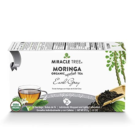 Miracle Tree - Organic Moringa Superfood Tea, 25 Individually Sealed Tea Bags, Earl Grey
