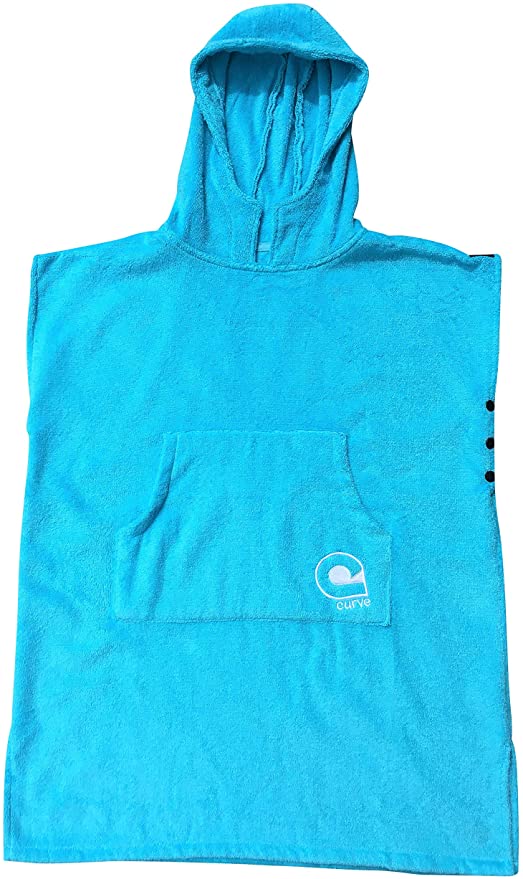 Kids Swimming Robe Surf Beach Poncho in 100% Cotton Hooded Towel w Adjustable Sleeves [Choose Color]