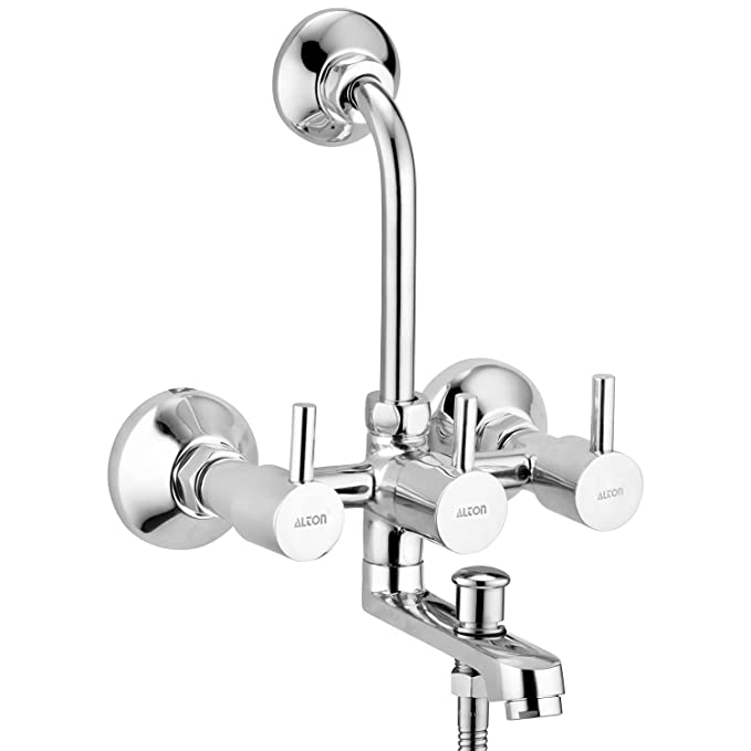 ALTON GRCL3915 Brass 3-IN-1 Wall Mixer With Provision For Over Head Shower and Hand Shower with125mm Long Bend Pipe (Chrome)