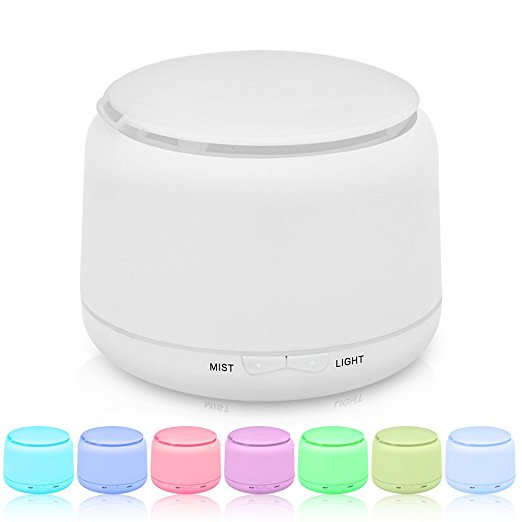 KBAYBO Essential Oil Diffuser 250ml Ultrasonic Aromatherapy Oil Diffuser with Adjustable Mist Mode Waterless Auto Shut-off and 7 Color Changing LED Lights Portable for Home Baby Office (White)