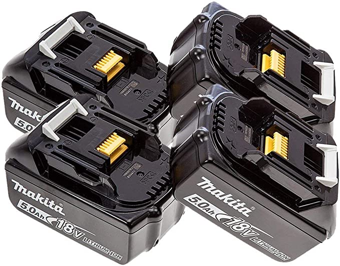 Makita Genuine BL1850 18V 5.0Ah Battery Four Pack for Makita DGA456Z, DGA452Z