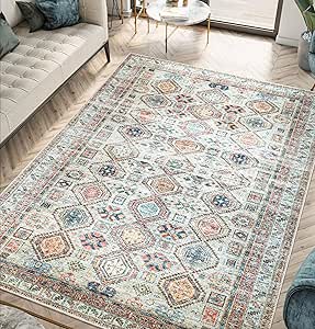 Keen Home Design Machine Washable Area Rugs with Non-Slip Backing, Ideal for Hallway, Living Room, Bedroom, Kitchen and Laundry Room, Vintage Moroccan and Low Pile Rug (3' x 5')