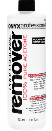 Onyx Professional 100% Acetone Nail Polish Remover Removes Artificial Nails, Nail Polish, Gel Polish and Glitter Polish, 16 oz