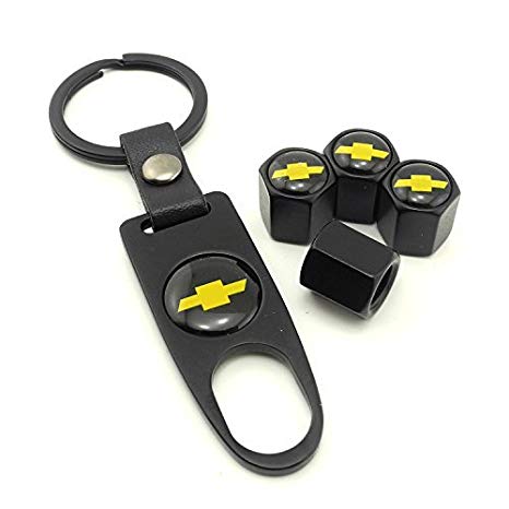 iDoood Set of 4 Car Tire Valve Stem Air Caps Cover   Keychain For Chevy Chevrolet
