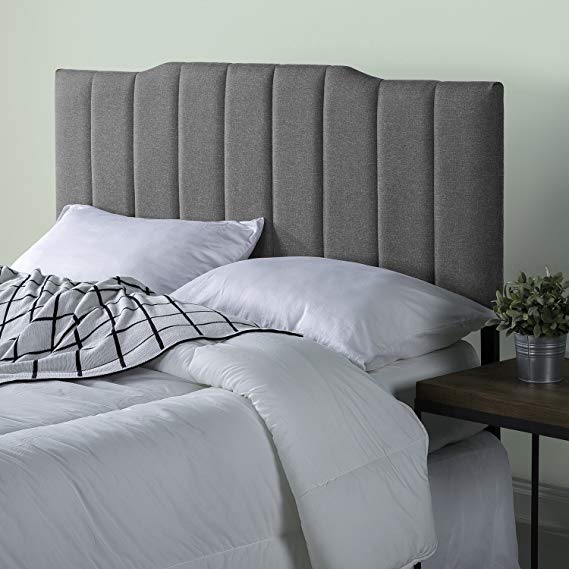 Zinus Upholstered Channel Stitched Headboard in Grey, Queen