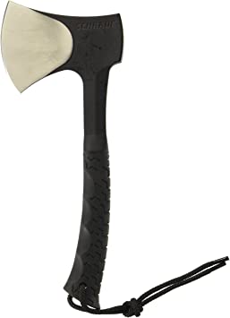 Schrade SCAXE10 11.1in Full Tang Hatchet with 3.6in Stainless Steel Blade and TPR Handle for Outdoor Survival Camping and Everyday Tasks