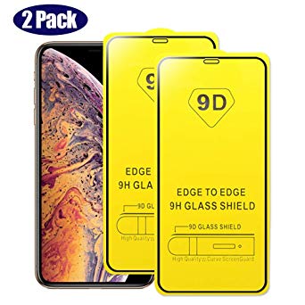 【2 Pack】 iph x/xs Screen Protector Compatible with iPhone x/xs Tempered Glass iphonex iphonexs x xs 9D Full Coverage【Anti-Scratch】【9H Hardness】 Cell Phone Protective protectir Film 5.8 inch (Black)