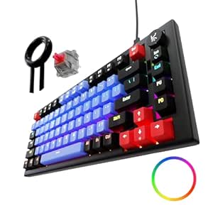 Kreo Hive Anti-ghosting Gaming Keyboard | 75% Tenkeyless Wired Mechanical Keyboard with RGB LED Backlight Red Switches & 3 Colour Key Caps | Detachable USB C Cable PB (RGB Backlight, Red Switch)