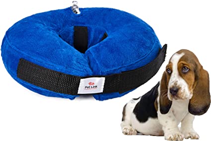 Inflatable Dog Collar, Recovery Cone, After Pet Surgery, Prevent Dogs from Biting & Scratching, Adjustable Thick Strap, Soft Comfortable Donut (Small)