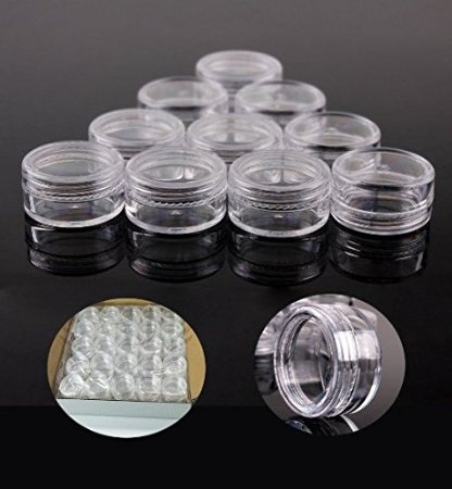Beauticom 50 PCS 3G (3 Gram or 3 ML) High Quality Round CLEAR Screw Cap Lid with Clear Base empty Plastic Container Jars for Cosmetic Cream Pot Makeup Eye Shadow Nails Powder Jewelry (Quantity: 50 Pieces)