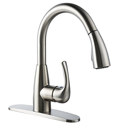 BOHARERS Kitchen Sink Faucet Pull-Down Sprayer Single Handle Nylon Hose and Docking System,Brushed Nickel