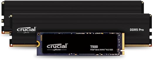 Crucial T500 2TB Gen4 NVMe M.2 Internal Gaming SSD Pro Desktop RAM 48GB Kit (2x24GB) DDR5 6000MHz