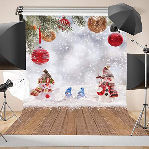 SJOLOON 5x7ft Christmas Backdrops Photography Frozen Snow Wood Floor Background for Children Photo Studio Backdrop 10833