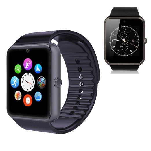 YEMON Smart Watches Bluetooth with Camera Compatible with Iphone Android That Can Text Rose Gold / Silver / Grey (cyan-greyblue)