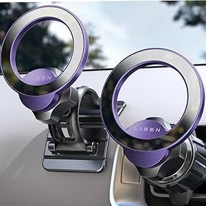 LISEN for MagSafe Car Mount for iPhone 16, 360° Rotation Magnetic Phone Holder for Car, Hands Free iPhone Magnetic Car Mount,Magnetic Car Mount for iPhone 16 15 14 13 12 Pro Max Plus Mini, Purper