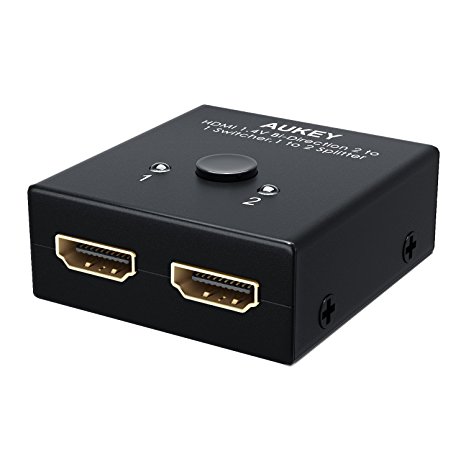 AUKEY HDMI Switcher with 2 Input 1 Output, High Speed HDMI Splitter, Supports 1080P & 3D