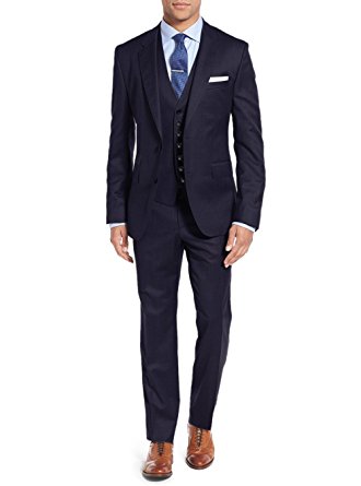 Salvatore Exte Men's Suit 3-Piece Two Button Blazer Jacket Flat Front Pants