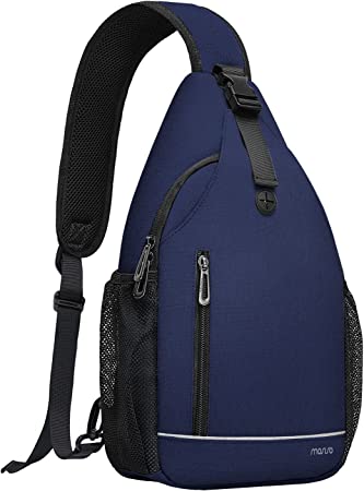 MOSISO Sling Backpack,Multipurpose Travel Hiking Daypack Rope Crossbody Shoulder Bag with Front Buckle Pouch&Reflective Strip