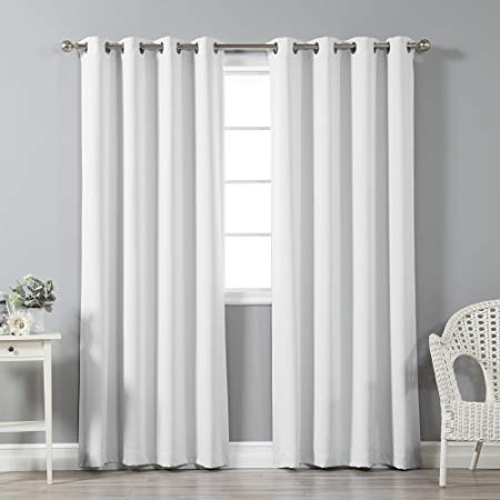 Best Home Fashion Blackout Curtain Panels - Premium Thermal Insulated Window Treatment Blackout Drapes for Bedroom - Silver Stainless Steel Grommet Top – Vapor - 52" W x 96" L - (Set of 2 Panels)