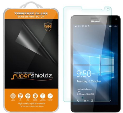 Microsoft Lumia 950 XL Tempered Glass Screen Protector Supershieldz Ballistics Glass 03mm 9H Hardness Anti-Scratch Anti-Fingerprint Bubble Free -Crystal Clear - Retail Packaging