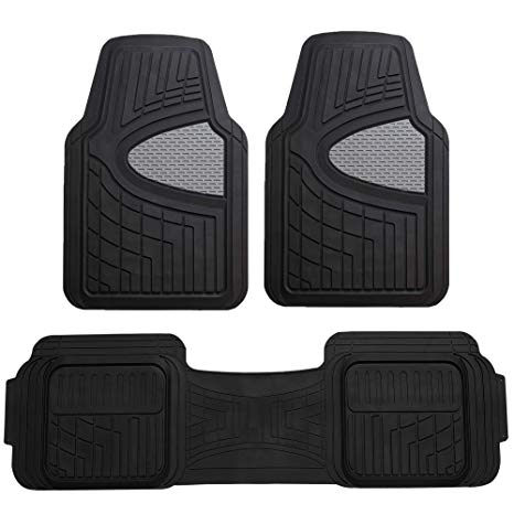 FH Group F11511 Car Floor Mats All-Weather Heavy Duty Tall Channel Full Set Mats w, Universally Designed for Trucks, Cars, SUVs, All Automobiles- Gray/Black