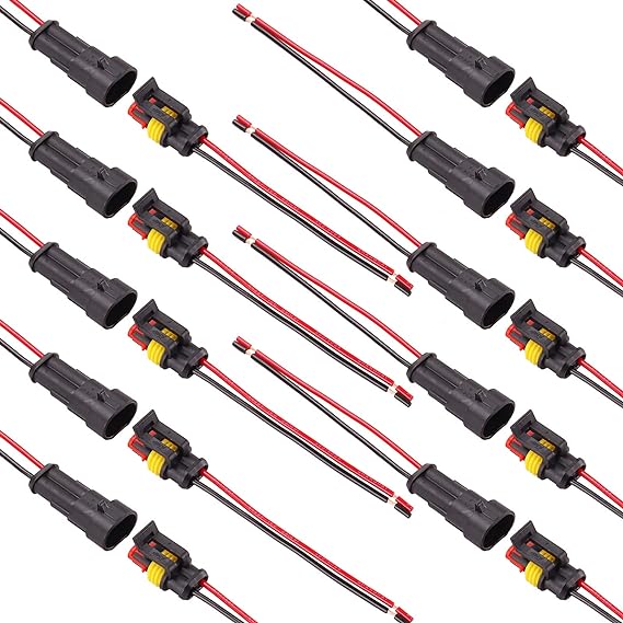 Kinstecks 10 Kit 2 Pin Waterproof Electrical Connector Auto Electrical Wire Connectors with Wire for Car Truck Boat Motorcycle and Other Wire Connections¡­