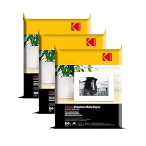 Kodak 200 GSM 4R (4x6) Glossy Photo Paper – Water Resistant, Pack of 3 x 100 sheets,Compatible with all Inkjet Printers