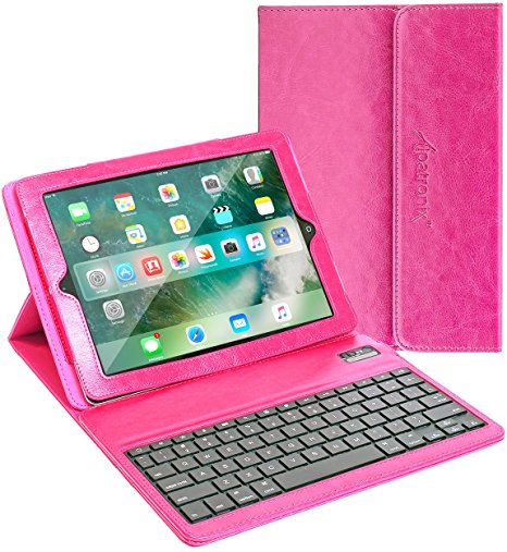 iPad Keyboard   Leather Case, Alpatronix KX100 Bluetooth iPad Keyboard Case with Removable Wireless Keyboard, Folio Protection & Built-in Tablet Stand for iPad 4, 3, 2, 1 [iOS 10  Support] - (Pink)