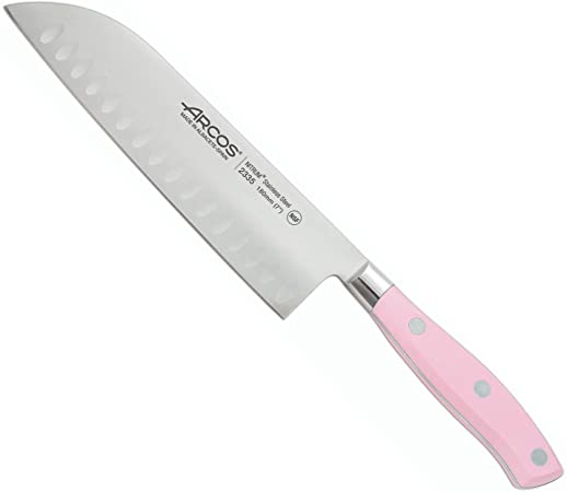 ARCOS Riviera Rose Santoku Knife 7-Inch Forged Stainless Steel NITRUM Enriched with Nitrogen