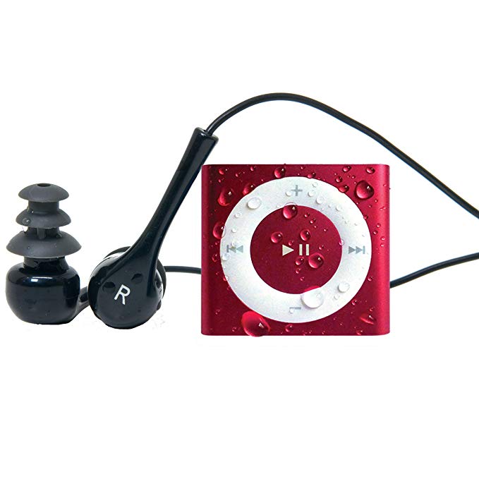 Underwater Audio 100% Waterproofing compatible with iPod Shuffle, Swimbuds Flip, AquaGuard, iFloatie, and Fitgoo (Pink)