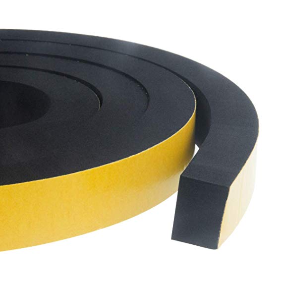 High Density Foam Insulation Tape Adhesive, Seal, Doors, Weatherstrip, Waterproof, Plumbing, HVAC, Windows, Pipes, Cooling, Air Conditioning, Weather Stripping, Craft Tape 1" (W) x 3/4" (T) x 13' (L)