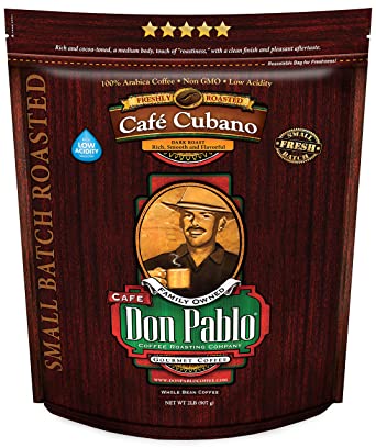 2LB Don Pablo Café Cubano - Dark Roast - Whole Bean Coffee - Low Acidity - 2 Pound (2 lb) Bag