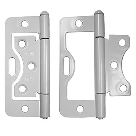 3-Pack of 3'' Non-Mortise Butt Hinges - White with Screws Included