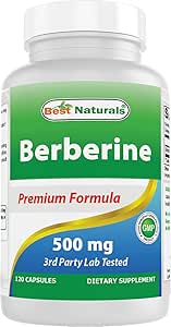 Best Naturals Berberine 500mg 120 Capsules - Supports Immune Function, Cardiovascular & Gastrointestinal Function (120 Count (Pack of 1))