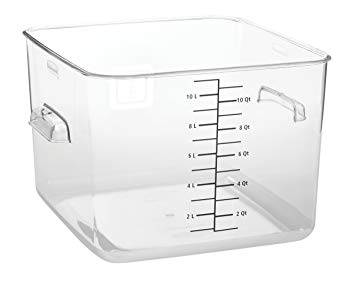 Rubbermaid Commercial Products 1980994 Square Plastic Food Storage Container, White Label, 12 Quart, Clear