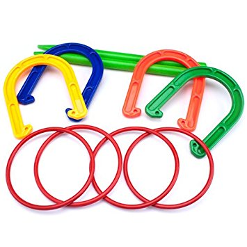 Plastic Horseshoe and Ring Toss Game Set (2 in 1) by K-Roo Sports
