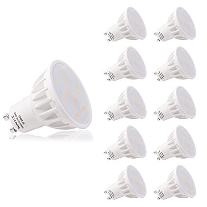 LOHAS 6W GU10 LED 4000K Natural White,50W Halogen Bulbs Equivalent With New Chip Technology,500lm,Pack of 10 Units,Lighting for Home and Gardens