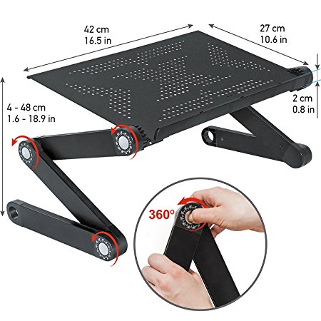 Wonder Worker Newton Adjustable Portable Laptop Table Light Weight Aluminium Black