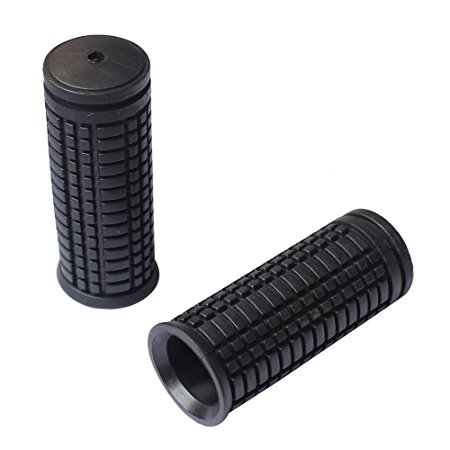 2x Short Mini Ribbed Black Handlebar Bicycle Grips Closed Ended Direct Replacements Fit Many Standard Bikes (2.87in Length, 0.83in Hole Diameter, 1.02in Width)
