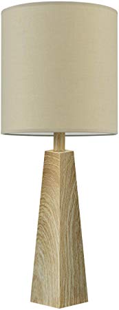 Globe Electric 12675 Monterey 25" Table Lamp, Faux Wood Finish, Beige Fabric Shade, LED Bulb Included