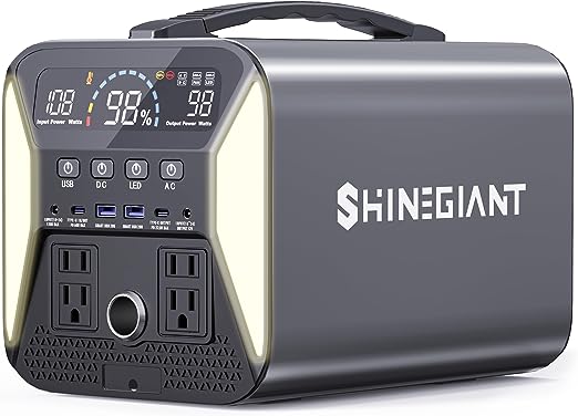 Portable Power Station 500Wh / 500W(Peak 1000W)Outdoor Solar Generator Backup Lithium Battery Pack with 4 110V Pure Sine Wave AC Outlet,Power Supply for CPAP Outdoors Camping Travel Hunting Emergency