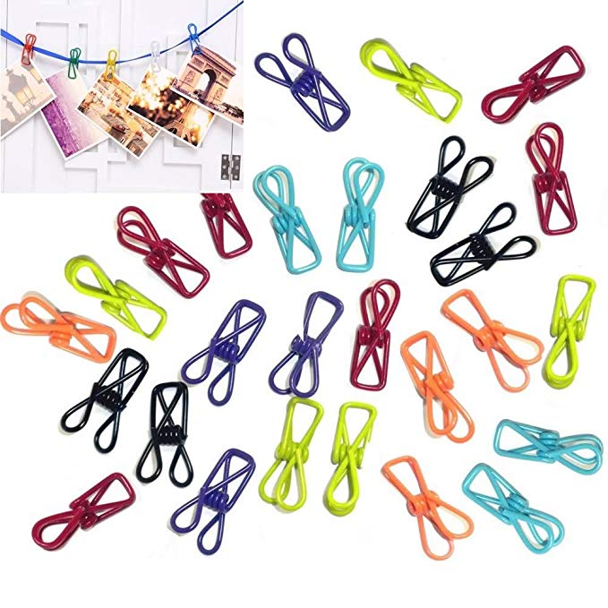 AStorePlus Multi-purpose Clothesline Utility Clips Colorful Steel Wire Clips Holders, 12 Pcs