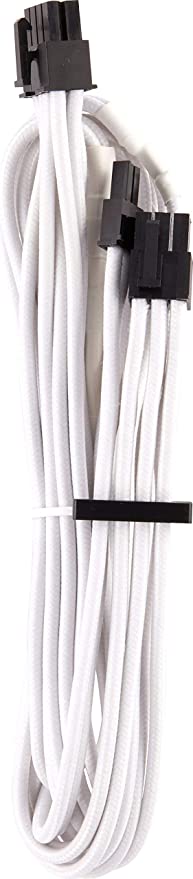 CORSAIR Premium Individually Sleeved PCIe (Single Connector) Cables – White, 2 Yr Warranty, for Corsair PSUs