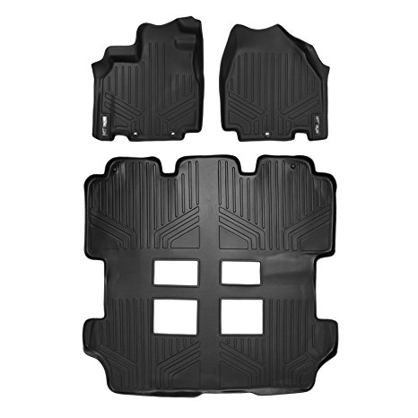 MAXFLOORMAT Floor Mats for Honda Odyssey (2011-2016) (3 Row Set) (Black)